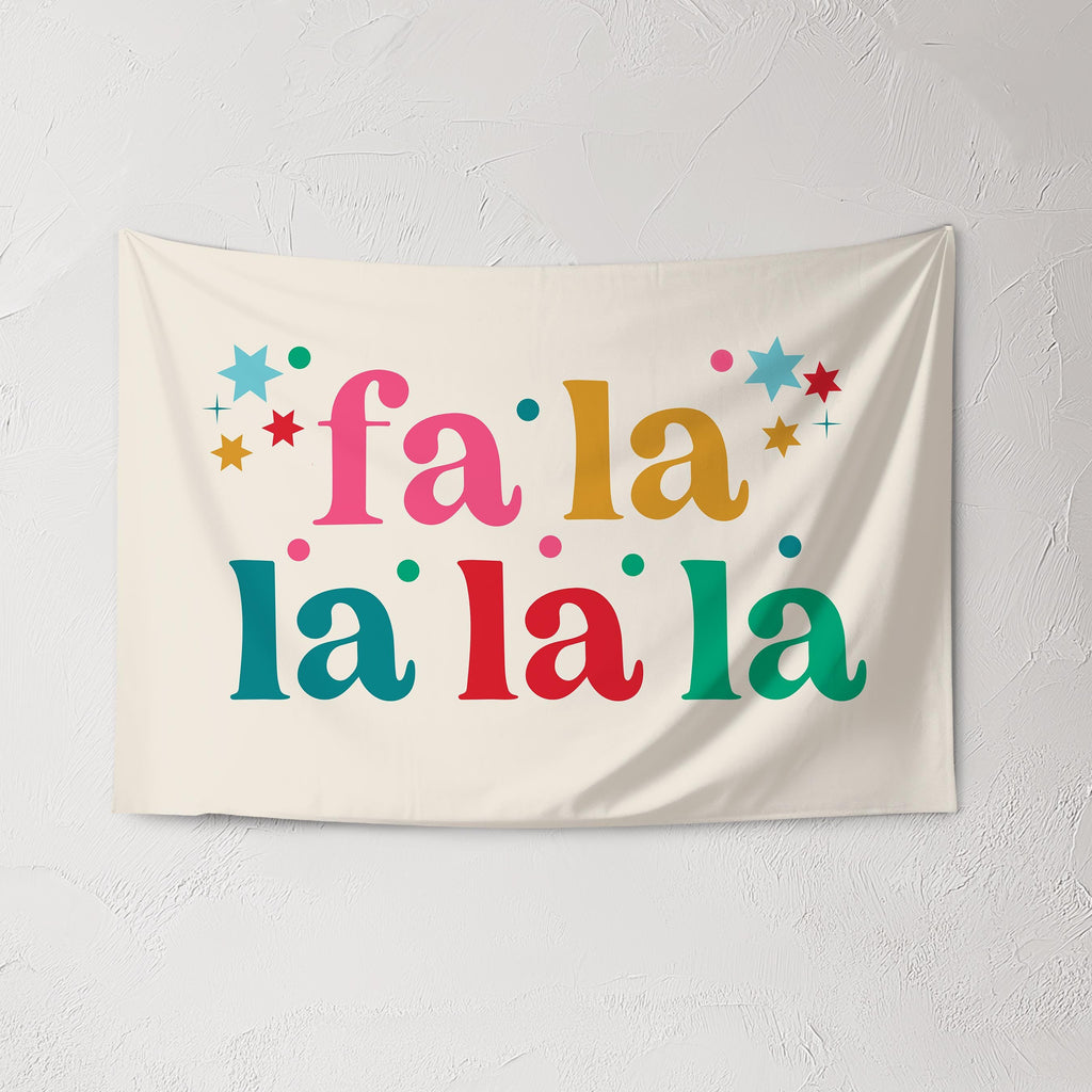 Christmas Banner, Fa La La La La, Festive Kids Fabric Tapestry,  Room Decor