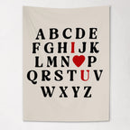 Fabric Tapestry Banner, ABC I Heart U, Kids Wall Art Room Decor, Children's Wall Art