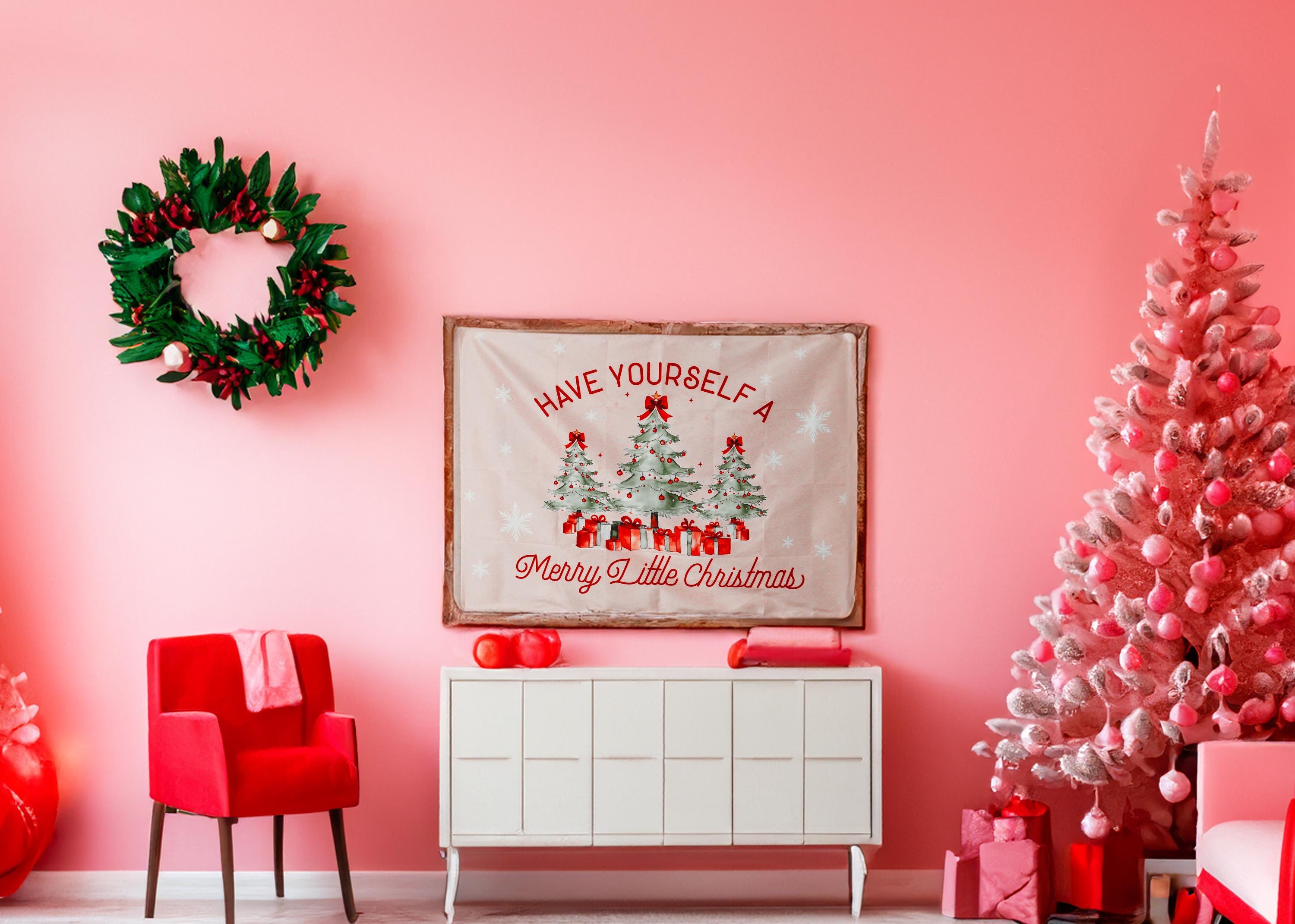 Christmas Banner Have yourself a Merry Little Christmas, Kids Fabric Tapestry