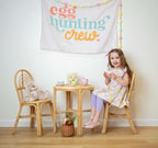Fabric Tapestry Banner, Egg Hunting Crew , Kids Wall Art Room Decor