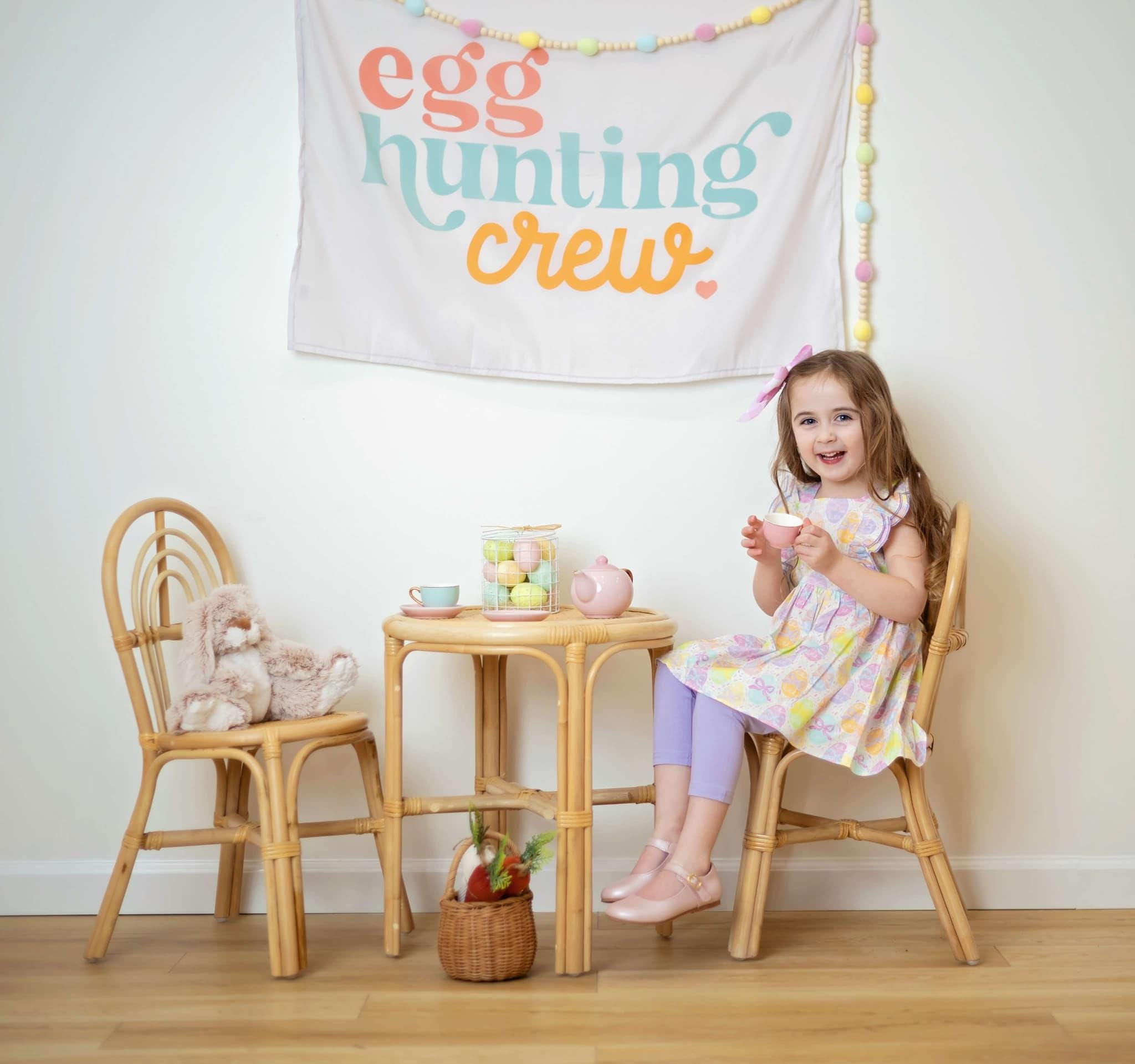 Fabric Tapestry Banner, Egg Hunting Crew , Kids Wall Art Room Decor