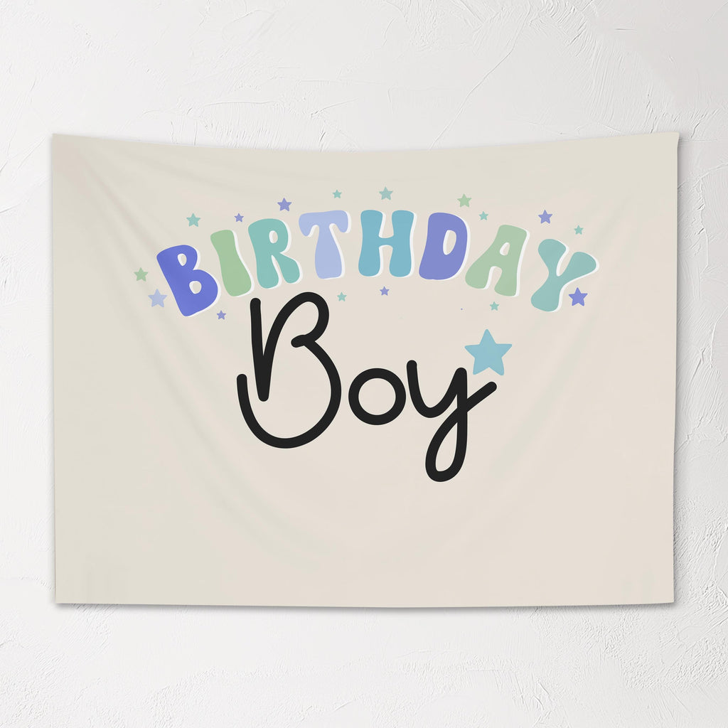 Fabric Tapestry Banner, Birthday Boy, Kids Wall Art Room Decor, Children's Wall Art