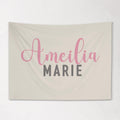 Fabric Tapestry Banner, Cursive Block Name Personalized, Kids Wall Decor, Children's Wall Art