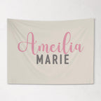 Fabric Tapestry Banner, Cursive Block Name Personalized, Kids Wall Decor, Children's Wall Art