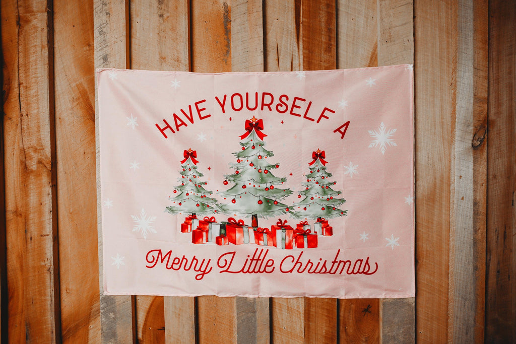 Christmas Banner Have yourself a Merry Little Christmas, Kids Fabric Tapestry
