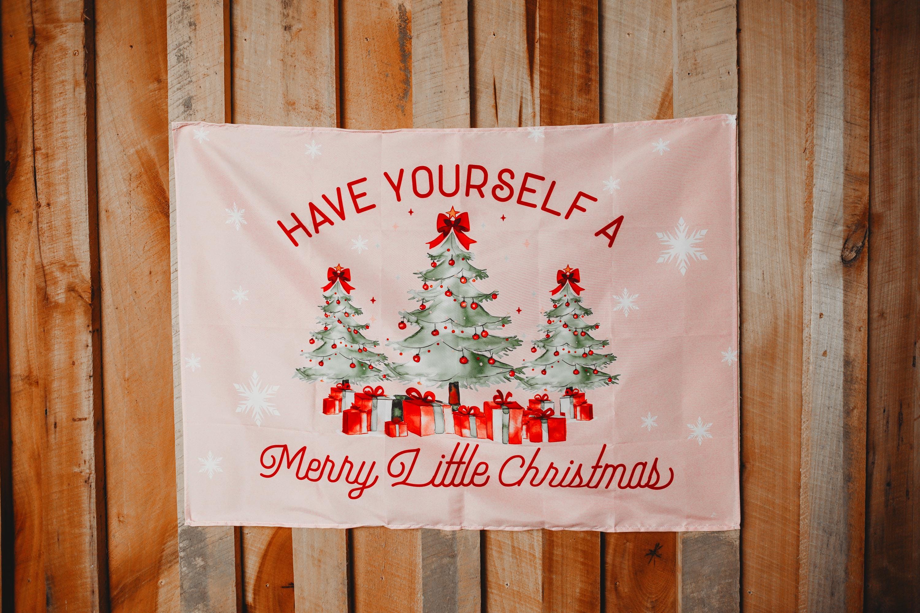 Christmas Banner Have yourself a Merry Little Christmas, Kids Fabric Tapestry
