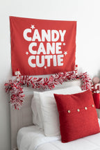 Christmas Banner, Candy Cane Cutie, Kids Fabric Tapestry, Wall art Room Decor
