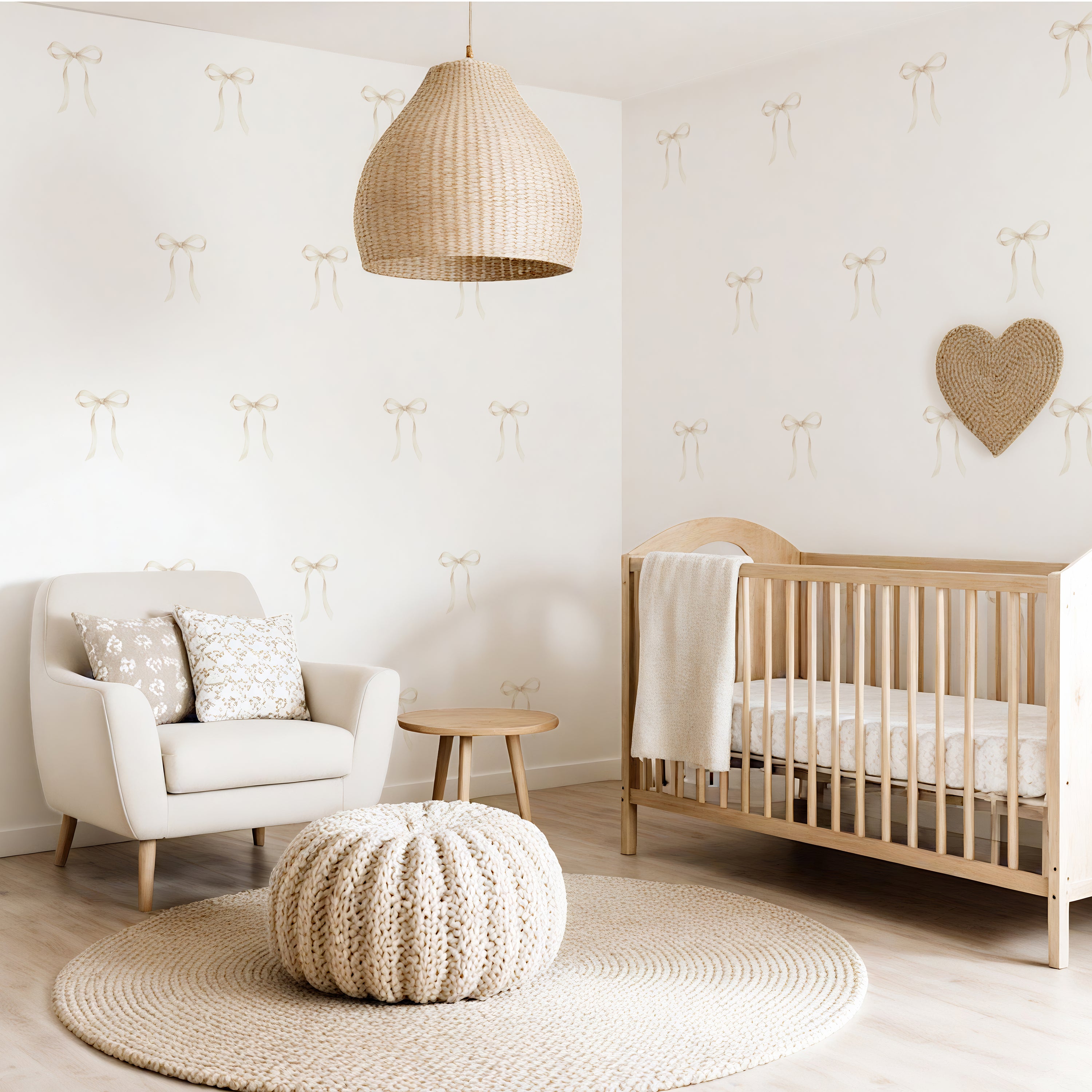 Cream Coquette Bow Wall Decals
