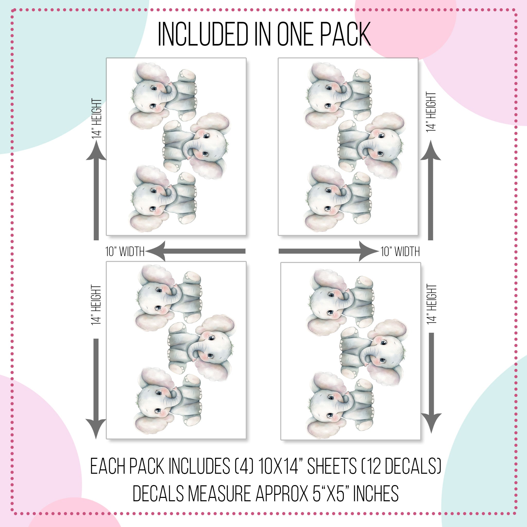 Cute Elephant Wall Decals