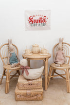 Christmas Banner Santa Stop Here, Kids Fabric Tapestry