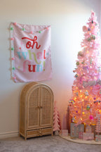 Christmas Banner, Oh What Fun, Kids Fabric Tapestry, Wall art Room Decor