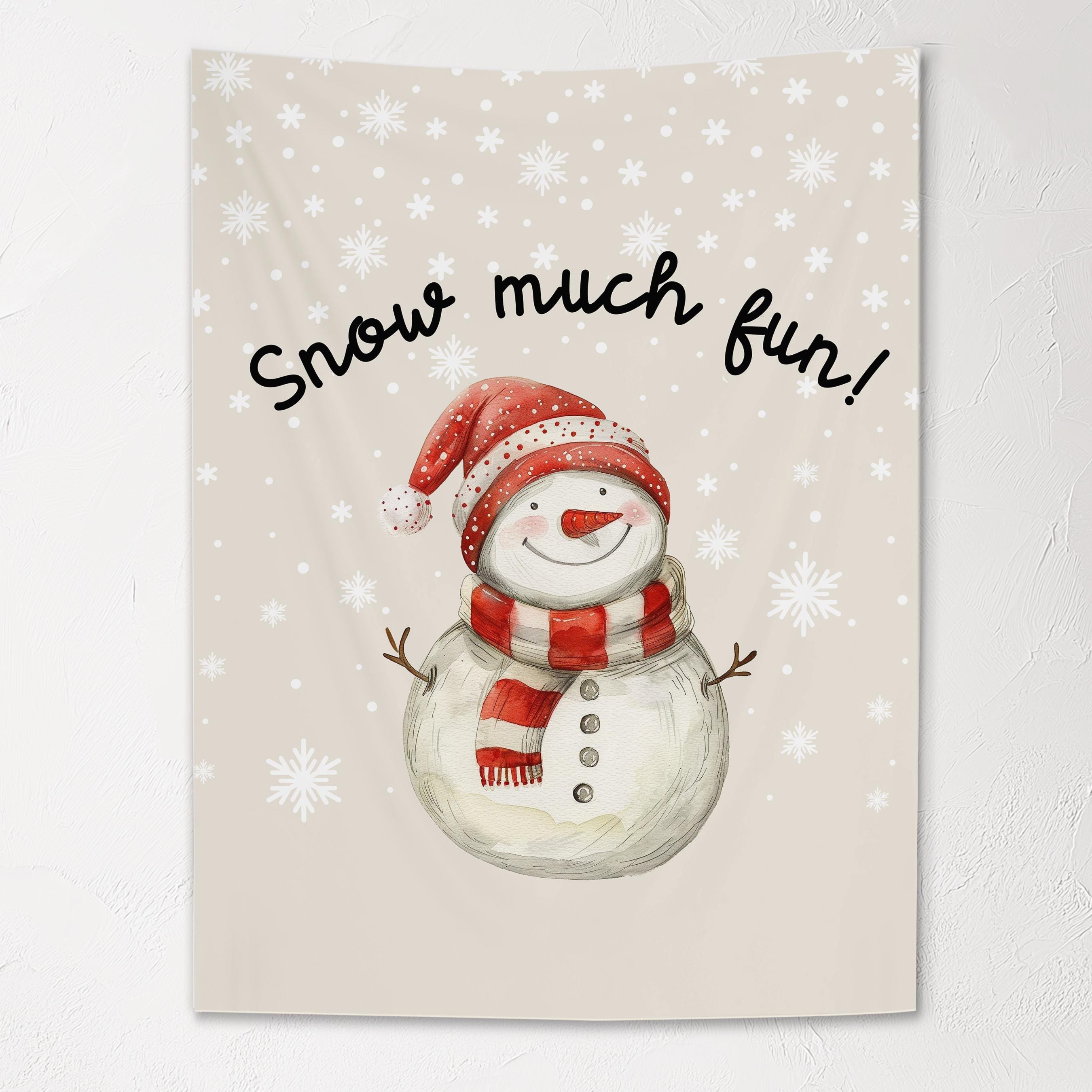 Christmas Banner Snow Much Fun, Kids Fabric Tapestry, Wall art Room Decor
