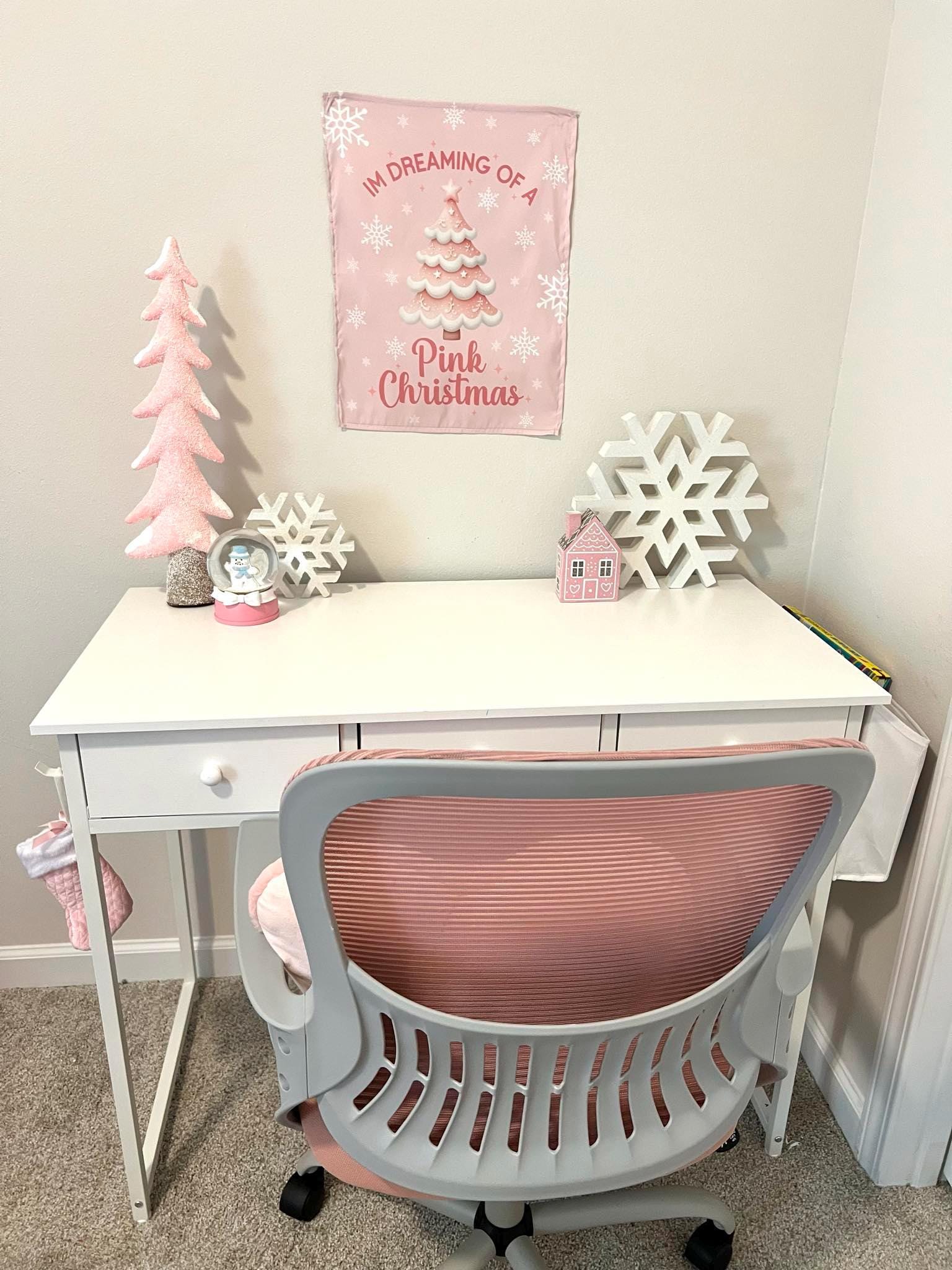 Im Dreaming of  Pink Christmas, Kids Fabric Tapestry