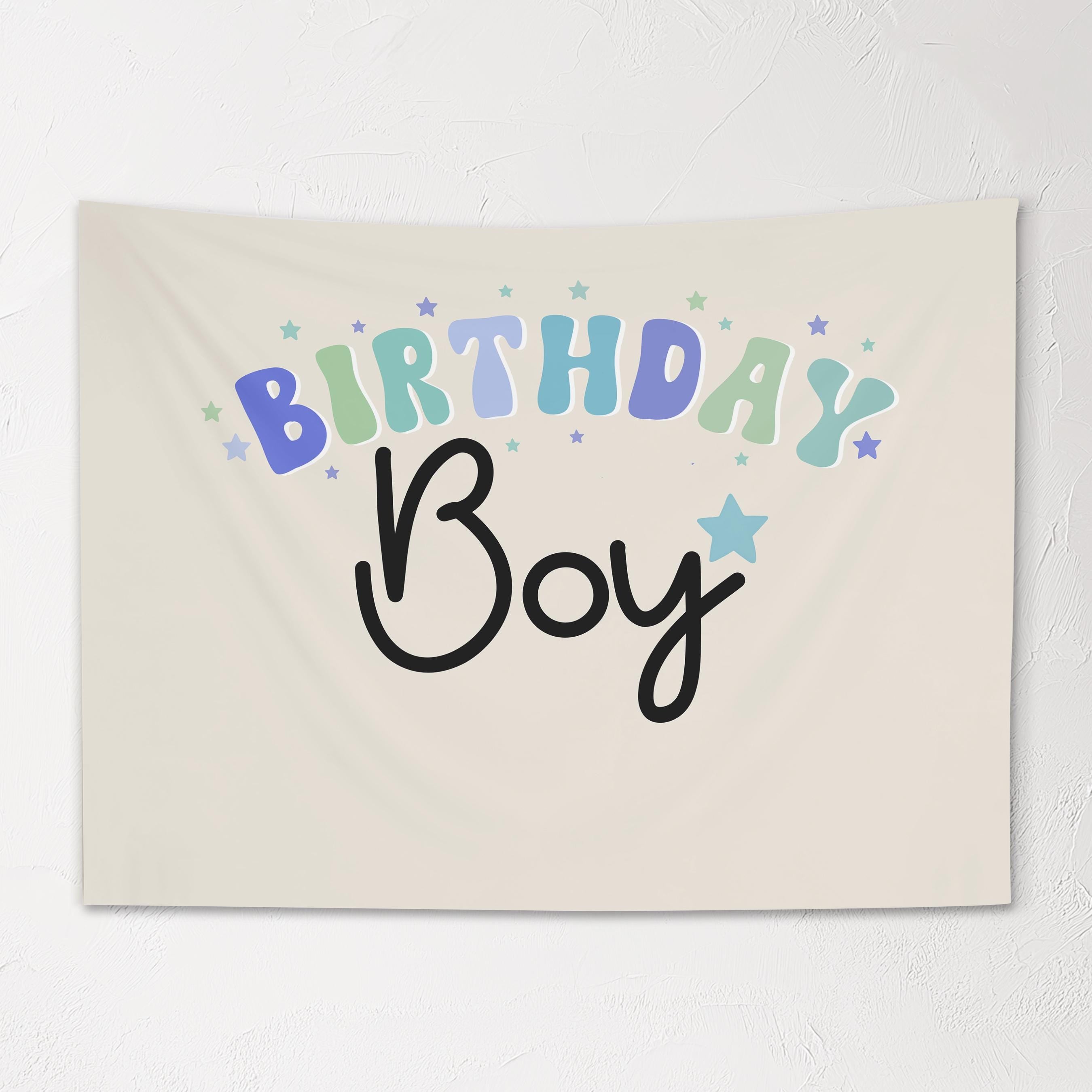 Fabric Tapestry Banner, Birthday Boy, Kids Wall Art Room Decor, Children's Wall Art