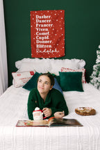 Christmas Banner, Santa's Reindeer, Kids Fabric Tapestry