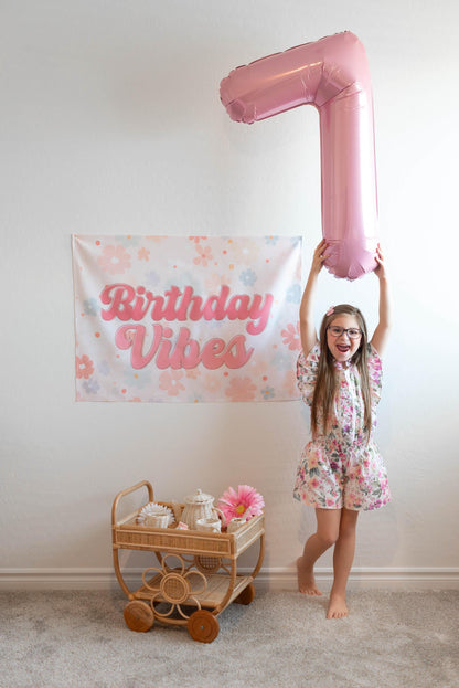 Fabric Tapestry Banner, Birthday Vibes, Kids Wall Art Room Decor, Children's Wall Art