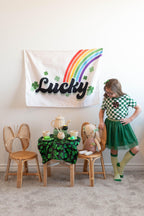 Fabric Tapestry Banner, Lucky, Kids Wall Art Room Decor, Children's Wall Art