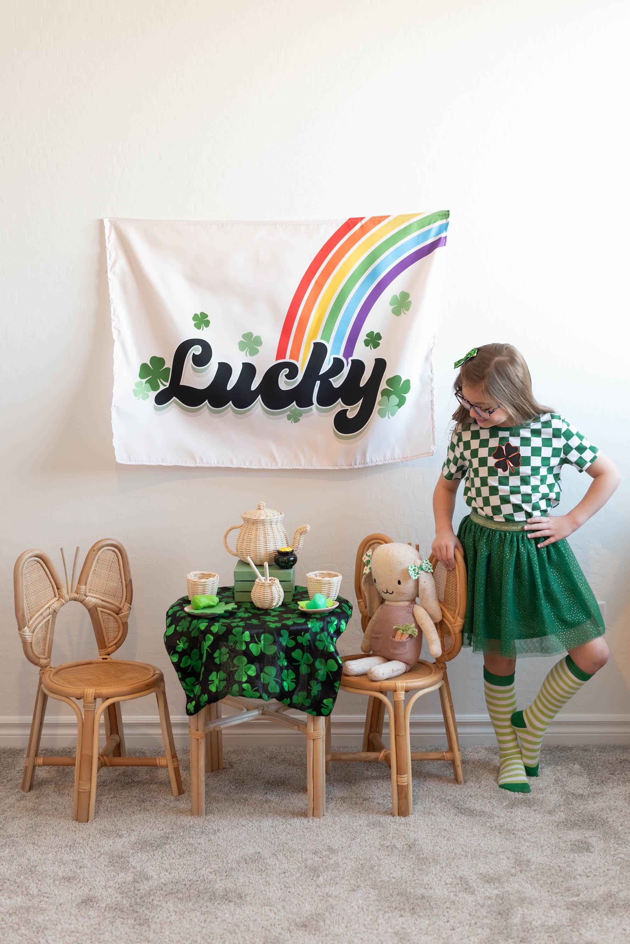 Fabric Tapestry Banner, Lucky, Kids Wall Art Room Decor, Children's Wall Art