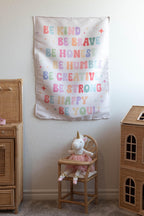 Fabric Tapestry Banner, Be Kind Be Brave, Kids Wall Art Room Decor