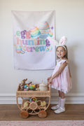 Fabric Tapestry Banner, Egg Hunting Crew, Kids Wall Art Room Decor, Children's Wall Art
