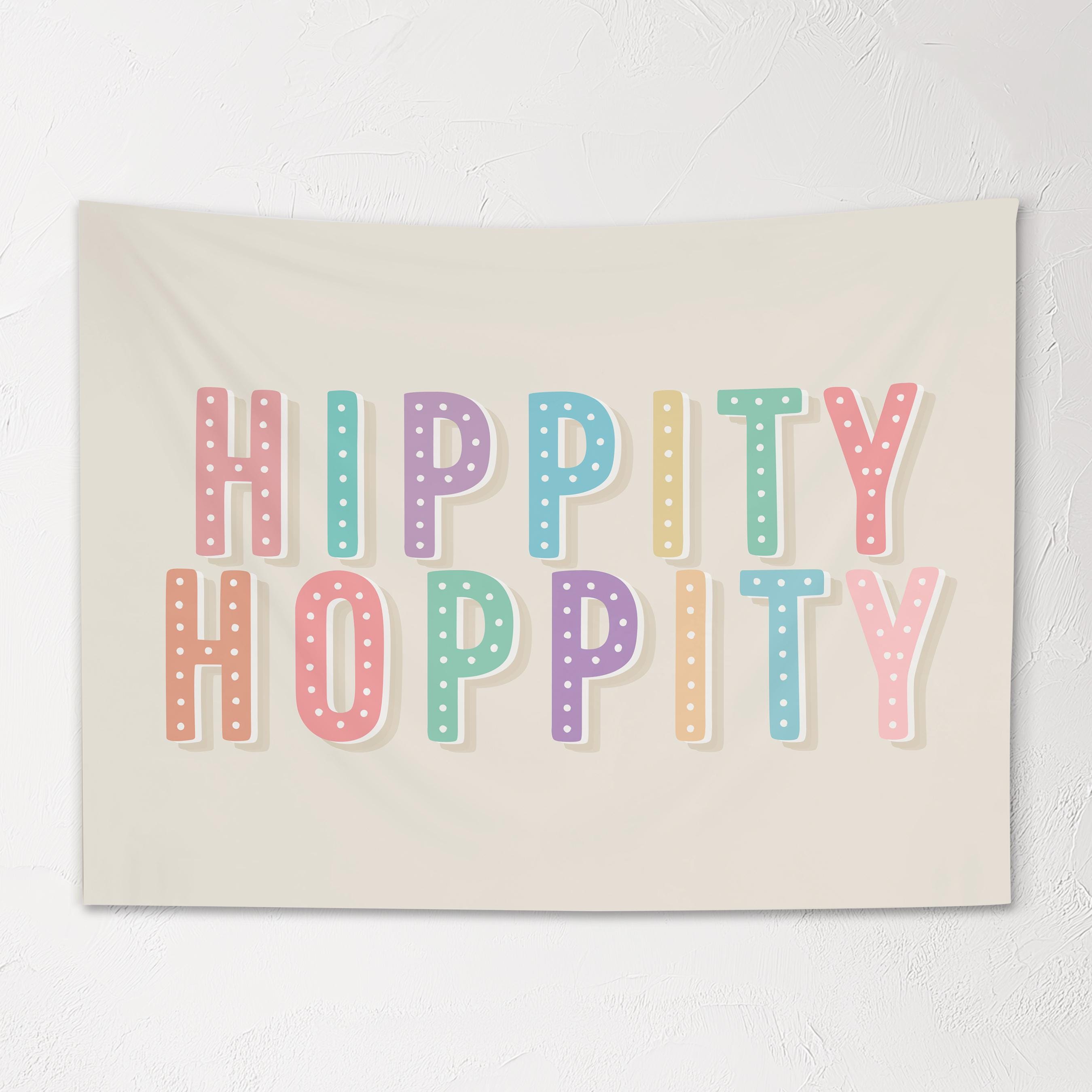 Fabric Tapestry Banner, Hippity Hoppity, Kids Wall Art Room Decor, Children's Wall Art