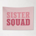Fabric Tapestry Banner, Sister Squad,  Girls Pink Wall Art Decor, Children's Wall Art