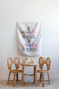 Fabric Tapestry Banner, Be Kind, Kids Wall Art Room Decor, Children's Wall Art