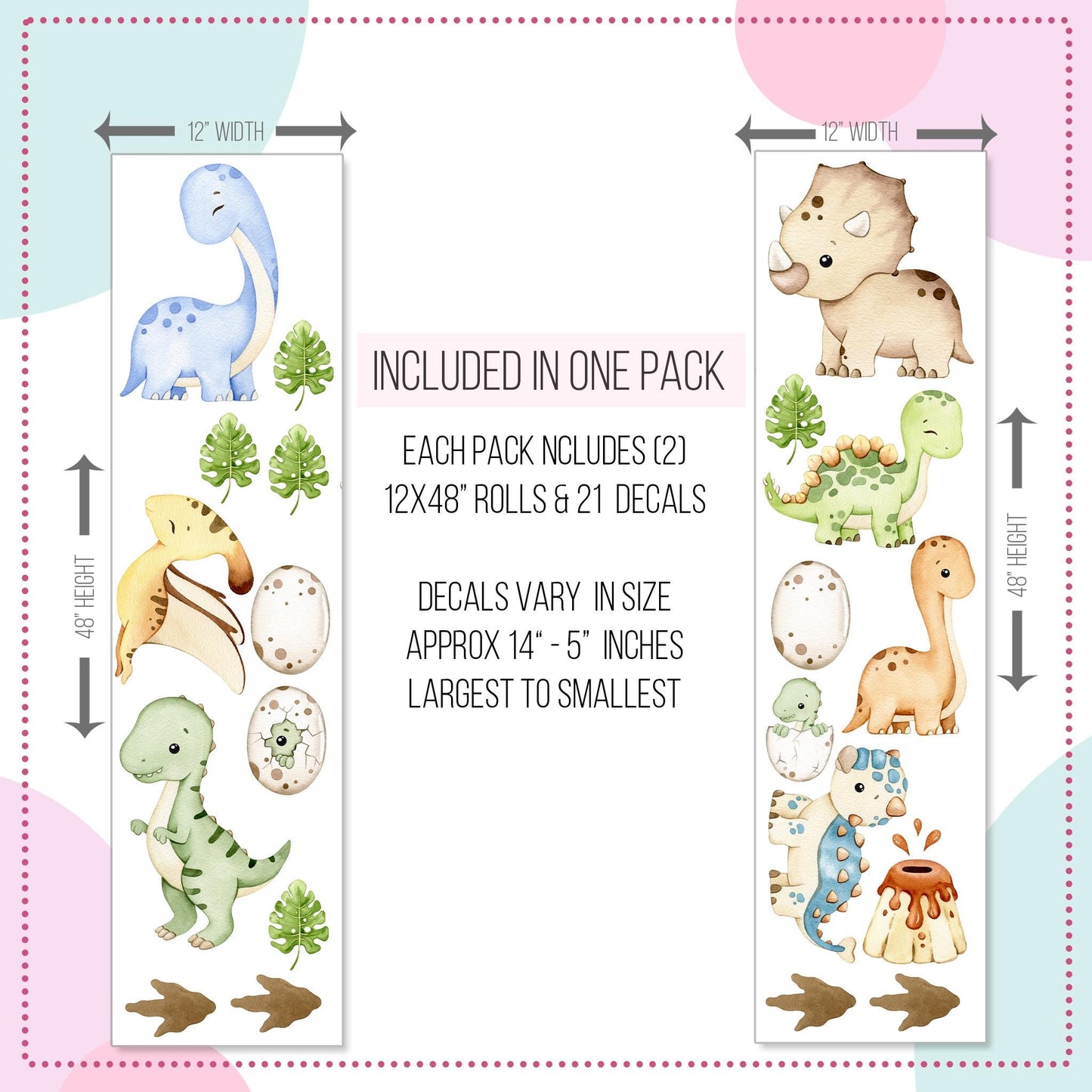 Dinosaur Nursery Wall Decals, Baby Boy Dinos, Kids Room Wall Art