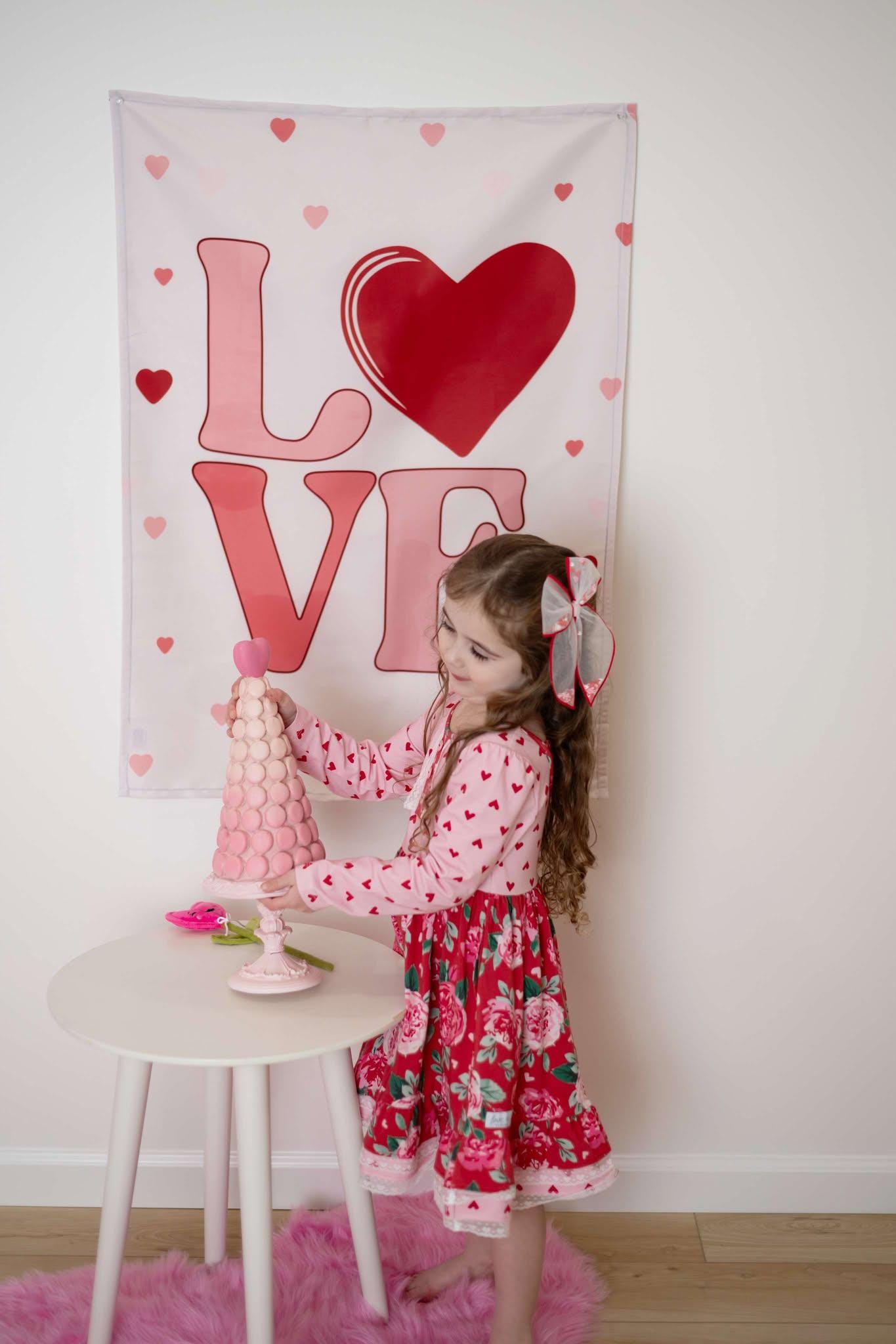 Fabric Tapestry Banner, Love Heart, Kids Wall Art Room Decor, Childrens Wall Art