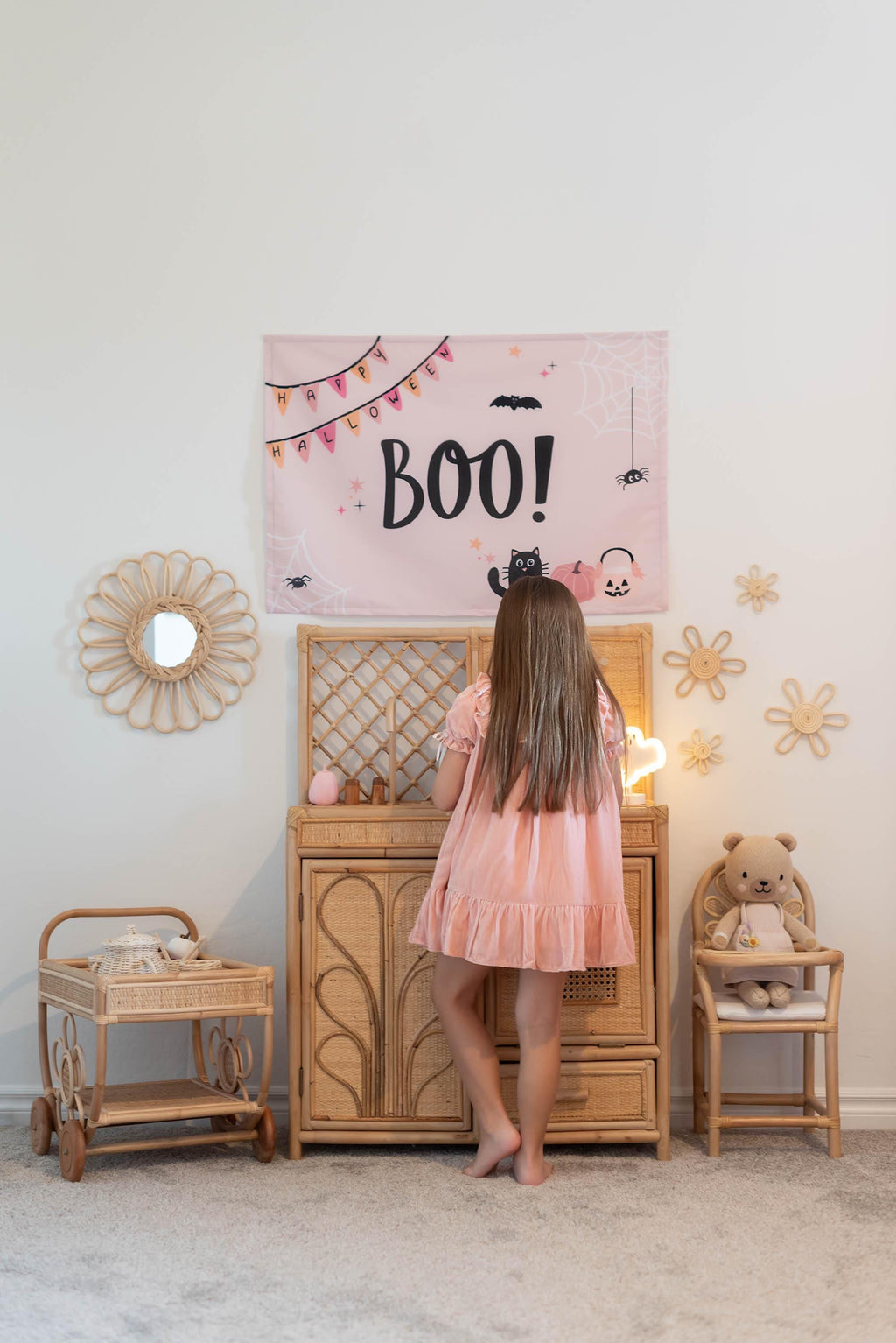 Halloween Banner, Happy Halloween Decor, Pink Halloween Wall Art