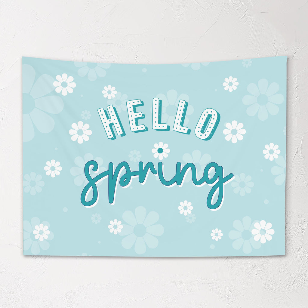 Fabric Tapestry Banner, Hello Spring, Kids Wall Art Room Decor, Children's Wall Art
