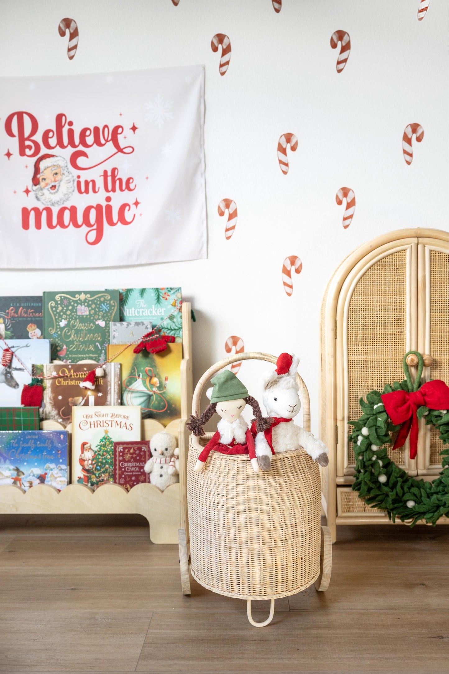 Christmas Banner, Believe in the Magic, Kids Fabric Tapestry, Wall art Room Decor