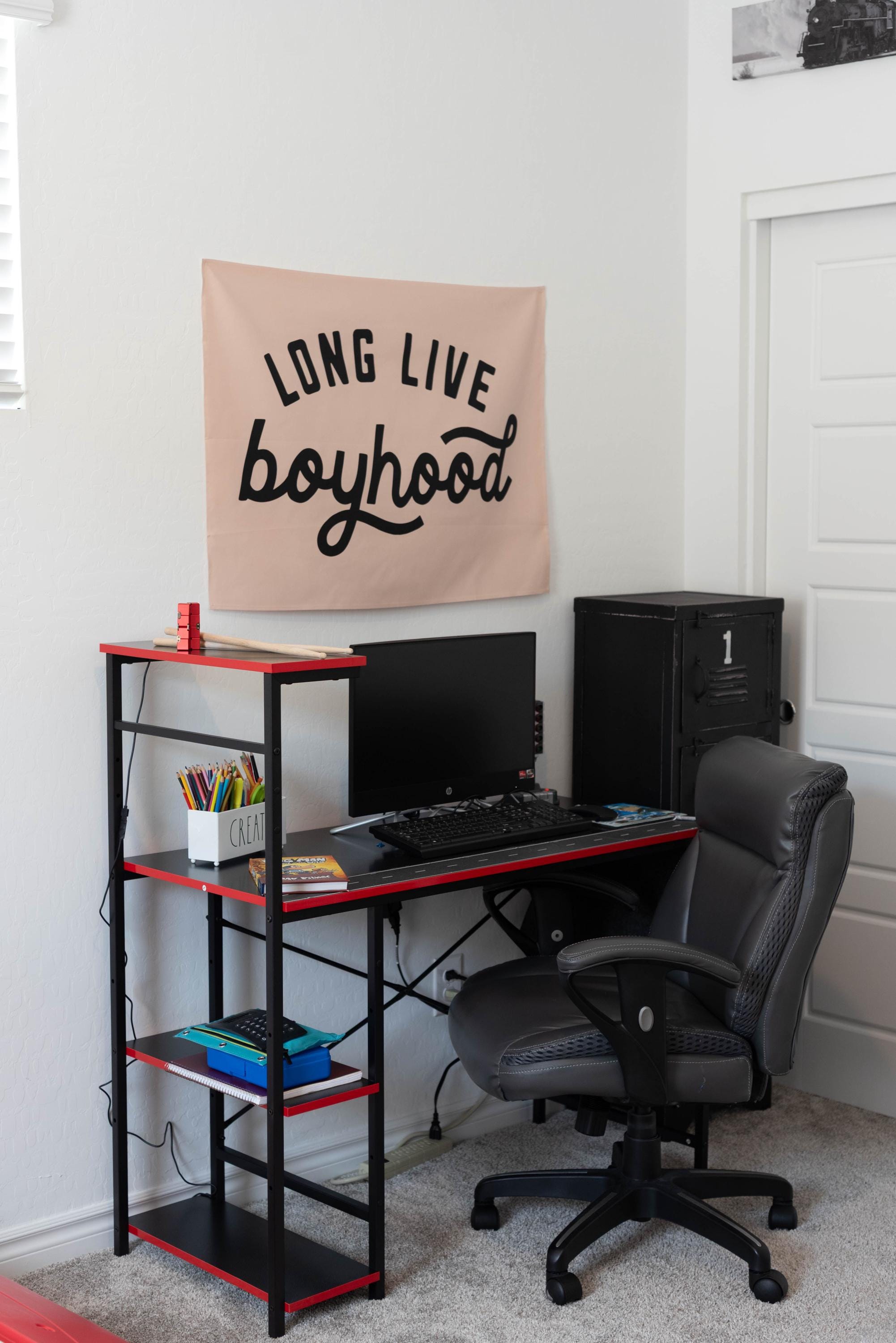 Fabric Tapestry Banner, Long Live Boyhood BEIGE, Kids  Wall Art Decor, Children's Wall Art