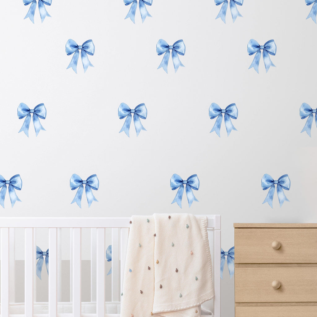 Dainty Blue Bows Fabric Wall Decals