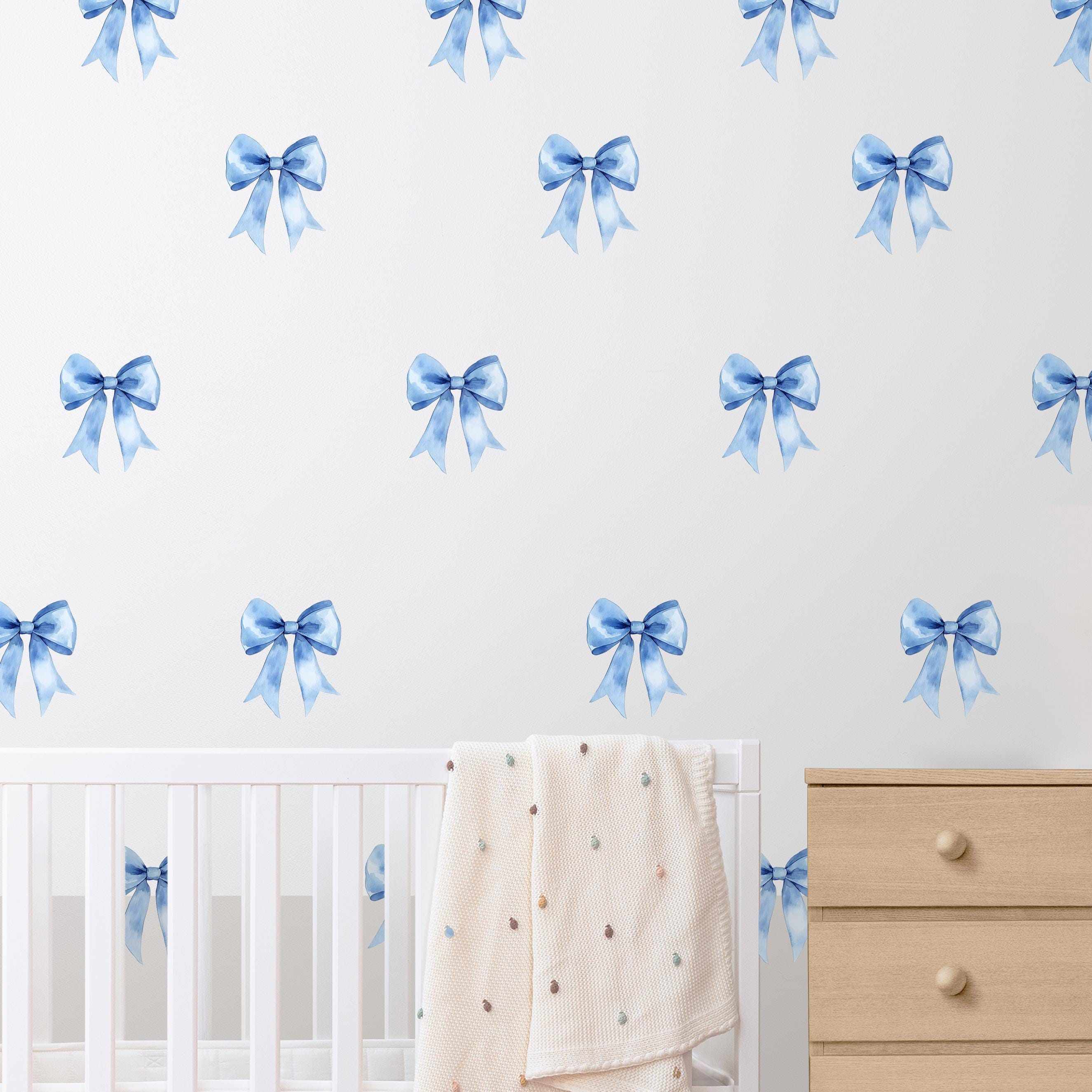 Dainty Blue Bows Fabric Wall Decals