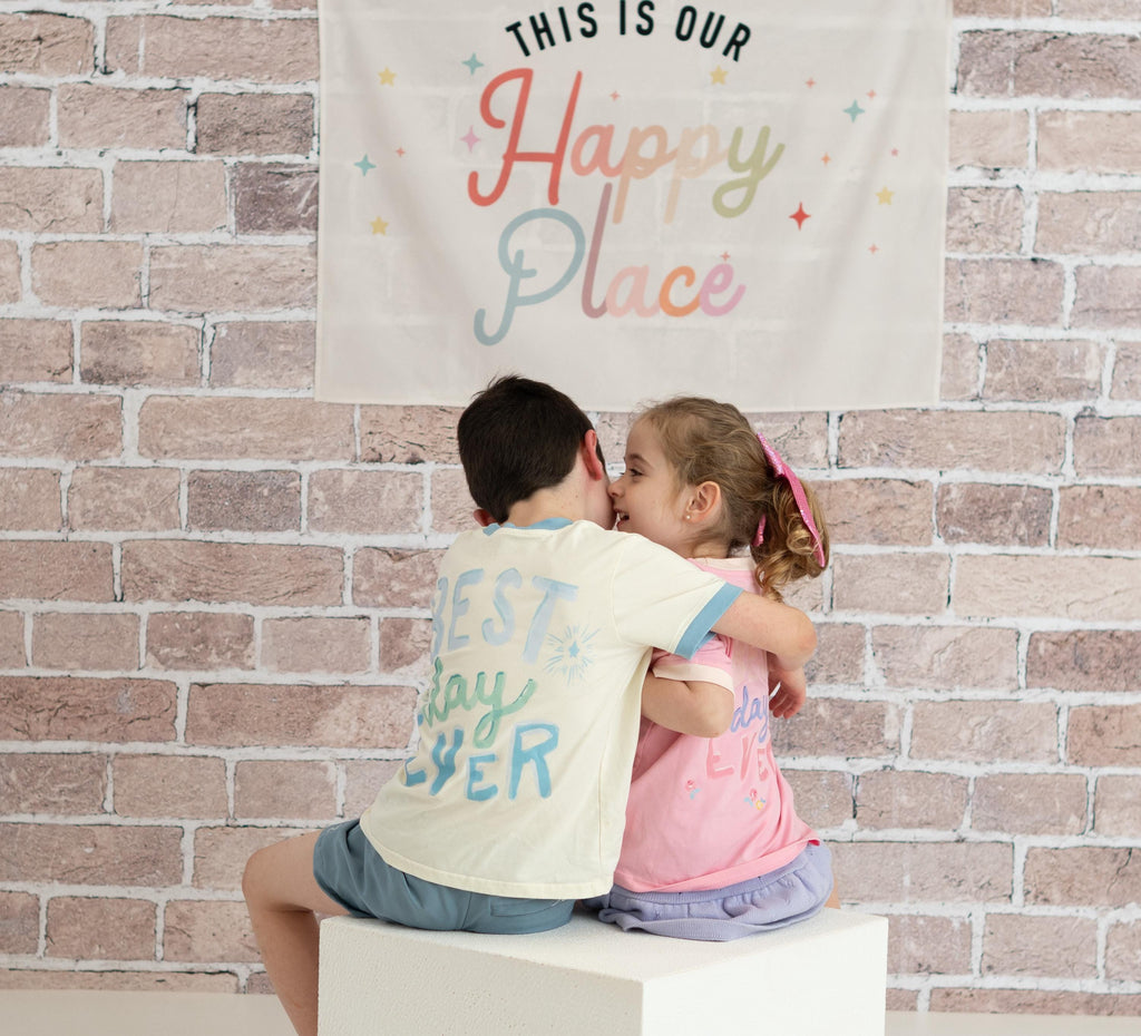 Fabric Tapestry Banner, This is Our Happy Place, Kids Wall Art Room Decor