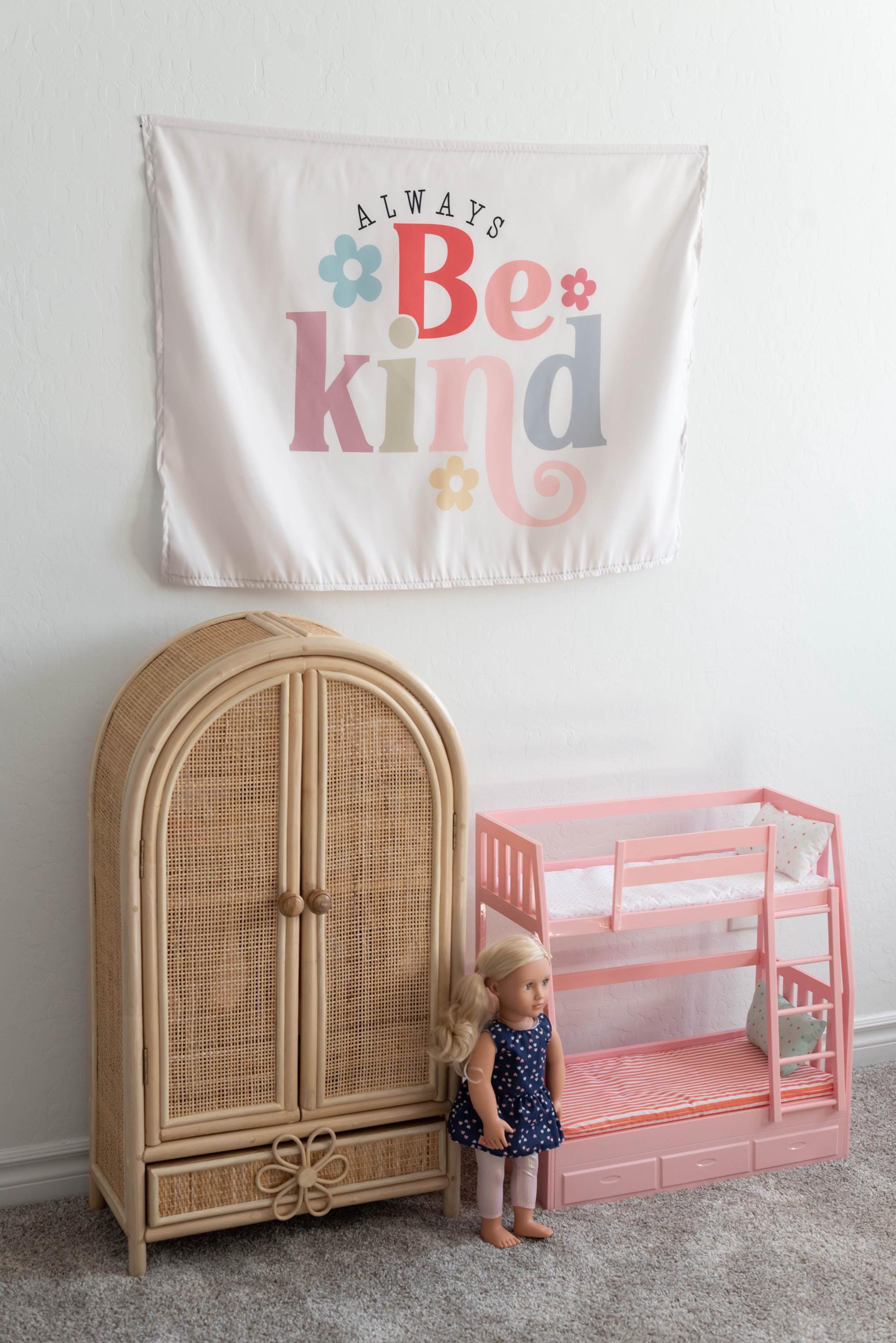 Fabric Tapestry Banner, Always Be Kind, Kids Wall Art Room Decor