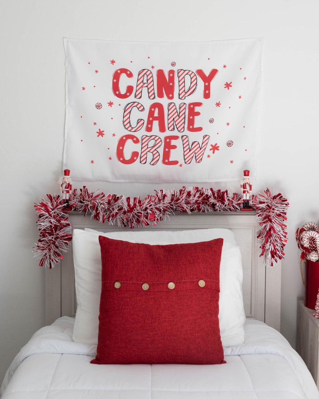Christmas Banner, Candy Cane Crew, Kids Fabric Tapestry