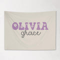 Fabric Tapestry Banner, Groovy Flower Name Personalized, Kids Wall Decor, Children's Wall Art