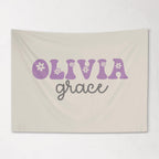 Fabric Tapestry Banner, Groovy Flower Name Personalized, Kids Wall Decor, Children's Wall Art