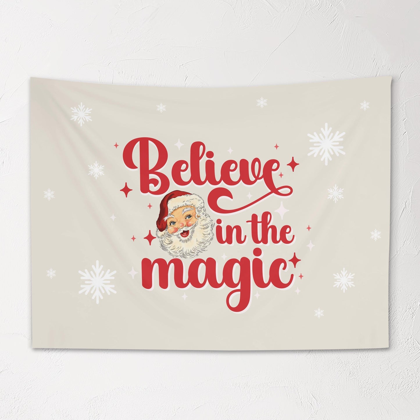 Christmas Banner, Believe in the Magic, Kids Fabric Tapestry, Wall art Room Decor