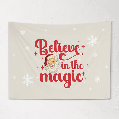 Christmas Banner, Believe in the Magic, Kids Fabric Tapestry, Wall art Room Decor