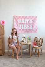 Fabric Tapestry Banner, Happy Vibes, Kids Wall Art Room Decor