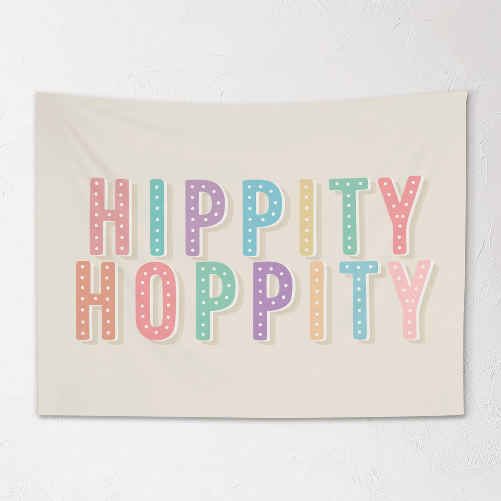 Fabric Tapestry Banner, Hippity Hoppity, Kids Wall Art Room Decor, Children's Wall Art