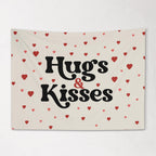 Fabric Tapestry Banner, Hugs & Kisses, Kids Wall Art Room Decor, Children's Wall Art