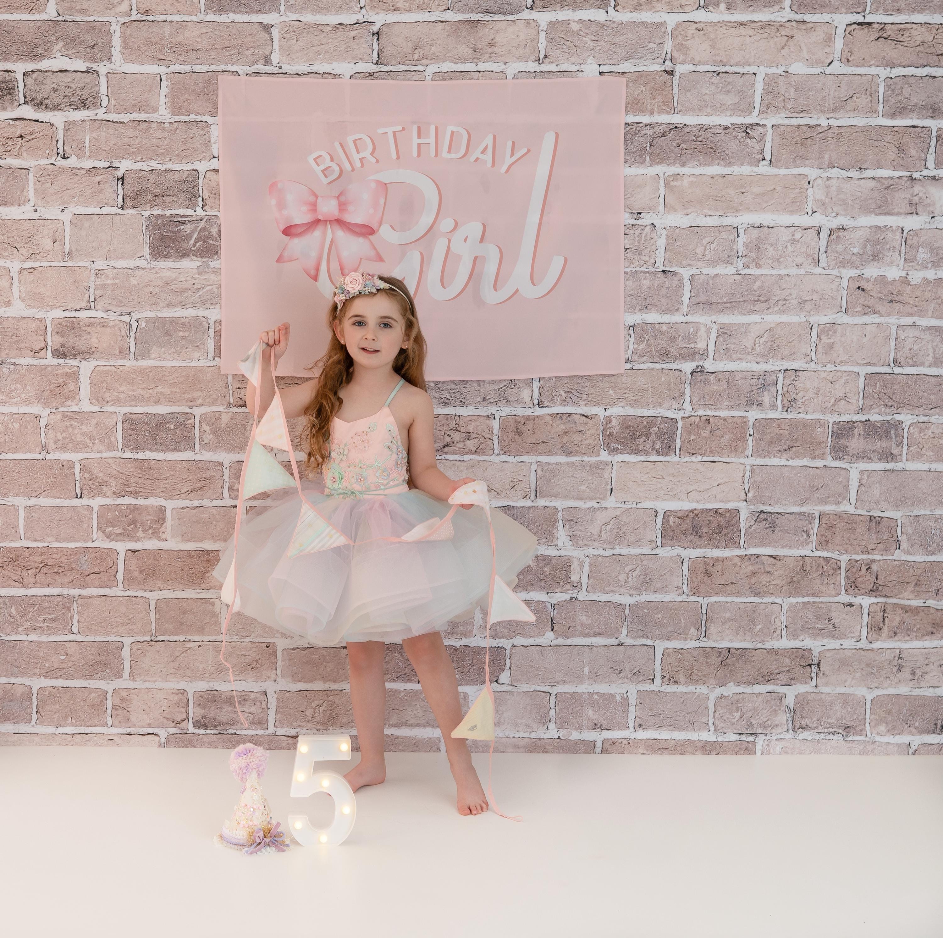 Fabric Tapestry Banner, Birthday Girl Bow, Kids Wall Art Room Decor, Children's Wall Art