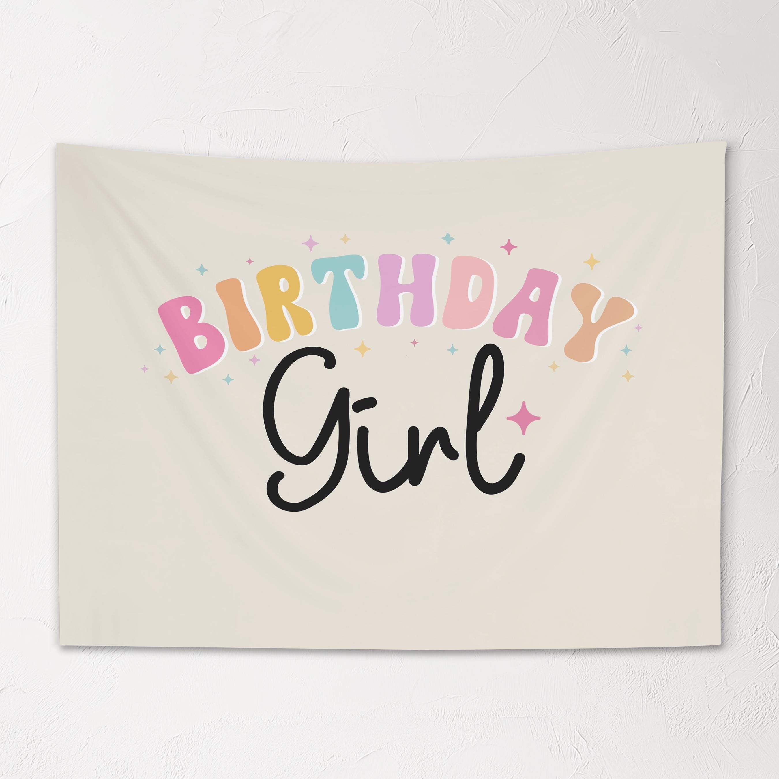 Fabric Tapestry Banner, Birthday Girl, Kids Wall Art Room Decor, Children's Wall Art