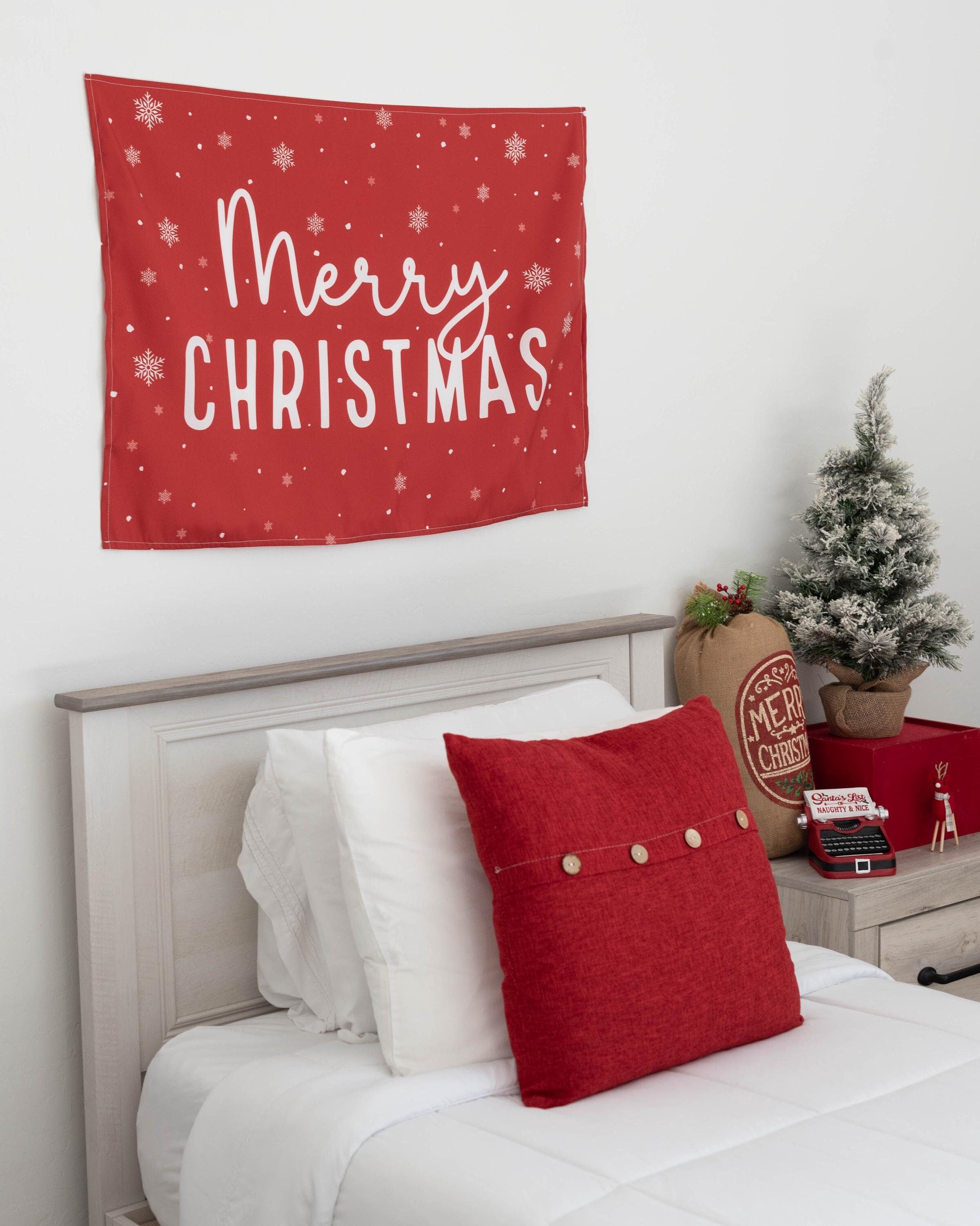 Christmas Banner, Merry Christmas, Kids Fabric Tapestry, Wall art Room Decor