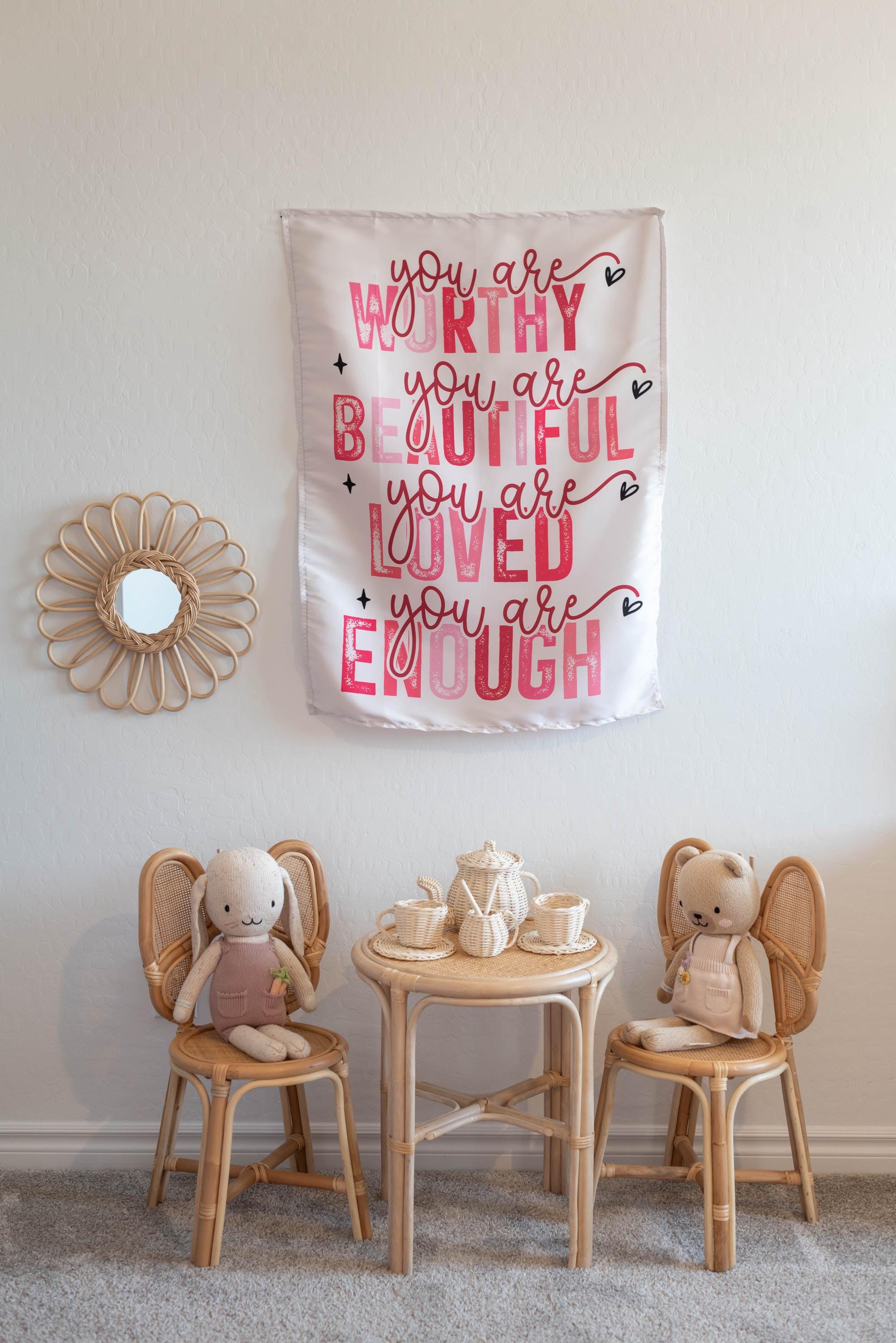 You Are Worthy Fabric Tapestry Banner: Kids Room Wall Art
