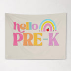 Fabric Tapestry Banner, Hello Rainbow Pre-K, Kids Wall Art Room Decor